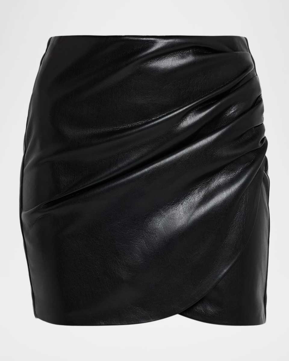 Shyann Ruched Vegan Leather Skirt